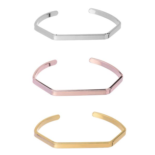 

new fashion female minimalist love pentagon bangles bracelets gold silver rose gold 3 colors jewelry valentine's day gift ing, Black
