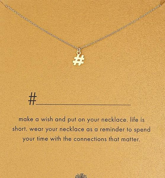 

with card silver and gold color, cute dogeared necklace with # shape, no fade, and high quality