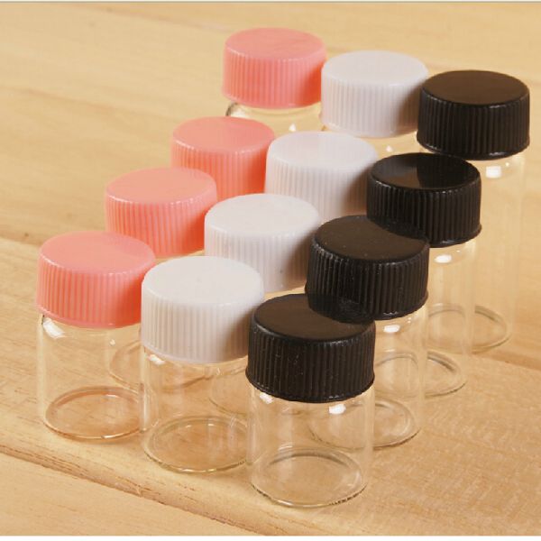 

wholesale- 37*40*24mm 20ml glass bottles with plastic screw cap transparent empty glass gift bottles jars black lid 12pcs ing