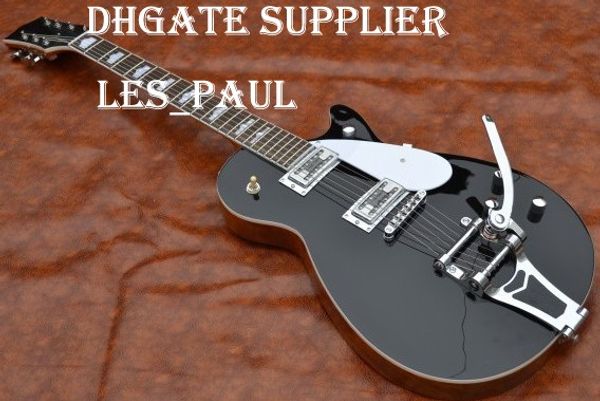 

Cu tom gre glo y black g6128t gh george harri on ignature duo jet olid body electric guitar with bigby tremolo bridge chrome hardware