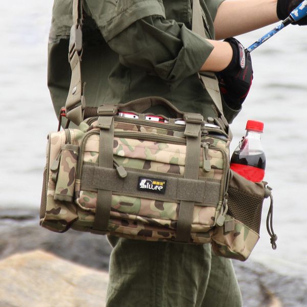 

wholesale- outdoor fishing sports multi-function fishing tackle waterproof canvas waist fishing lure bag