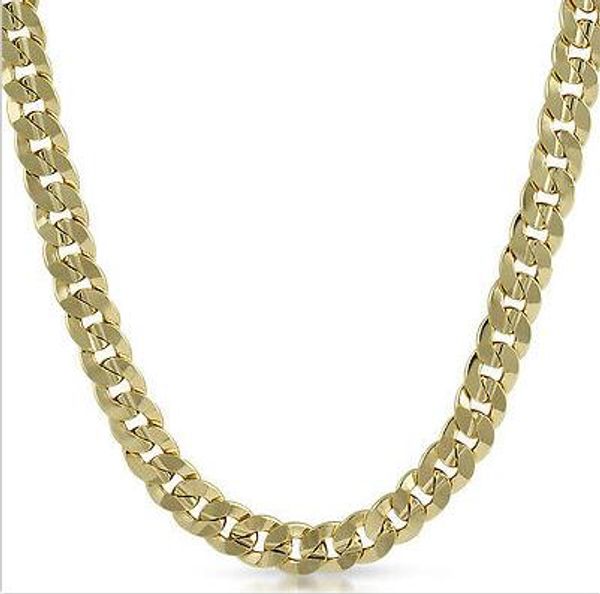 

Мужские 14 K желтое золото покрытием 24in итальянский кубинский цепи ожерелье 10 мм