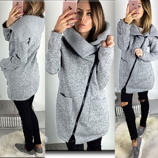 Women/'s Ladies DOPPIA CERNIERA PELLICCIA Casual Felpa con Cappuccio Top Giacca Cappotto Felpa con Cappuccio