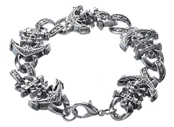 

5pcs/lot punk jewelry men's stainless steel bracelet titanium steel cross series caribbean pirate bracelet bangle in stock bracelet, Golden;silver