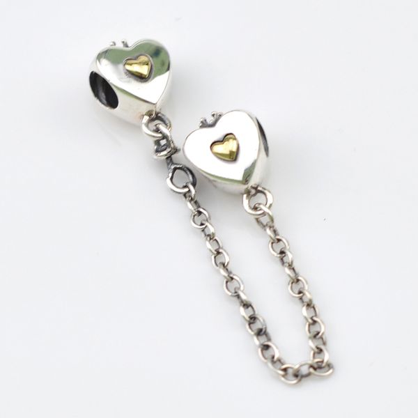 

edell стерлингового серебра 925 любовь форма 14 к золото цепи безопасности бусины подходят женщины pandora braceletbangle diy ювелирных изде, Blue;slivery