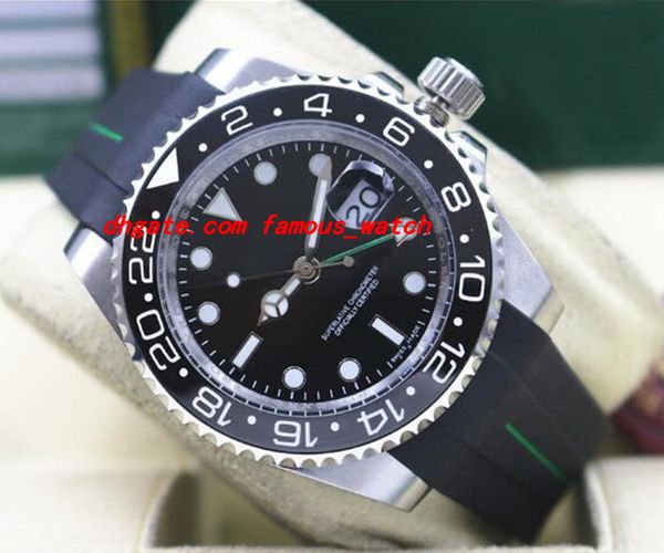 

luxury ii 116710 mens rubber bracelet ceramic black bezel & dial 40mm automatic mechanical men watches new arrival, Slivery;brown