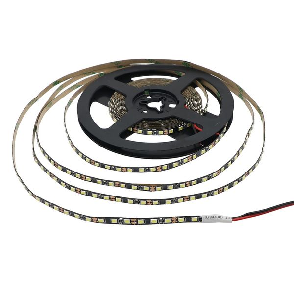 Brilhante DC12V 5M 16,4FT 600LEDS120led / m lado estreito 5mm branco / preto Largura PCB preta 2835 SMD Flexible não-impermeável LED tira luz fita