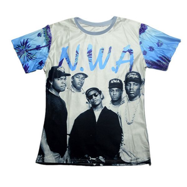 

wholesale- 2015 new fashion mens/womens 3d t shirt print nwa compton crewneck casual short sleeve tee shirts summer punk rock tee shirts, White