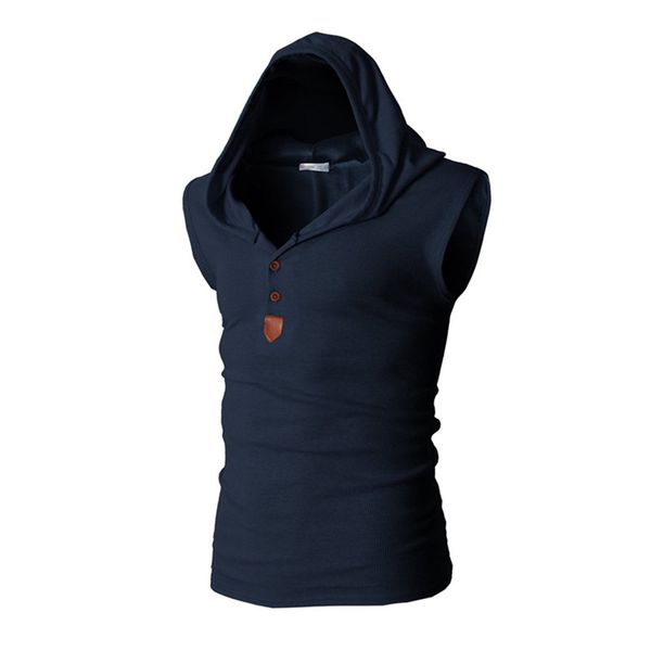 

wholesale- 2017 new brand stretchy sleeveless shirt casual fashion hooded tank men outwear bodybuilding fit slim clothing, White;black