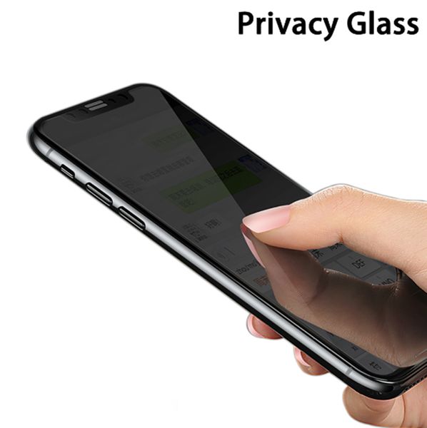Vidro temperado de privacidade para iPhone 11 Pro Max Xs x 7 8 mais 6 6s 5 Dark Clear Screen Protector Anti-Spy No Pacote