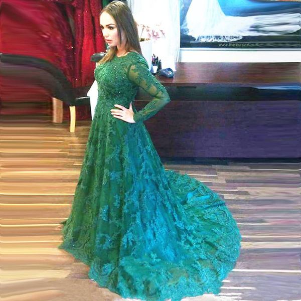 

Арабские Длинные Вечерние Платья Vestidos Longos Para Formatura 2019 Скромный Зеленый Кружева Ве