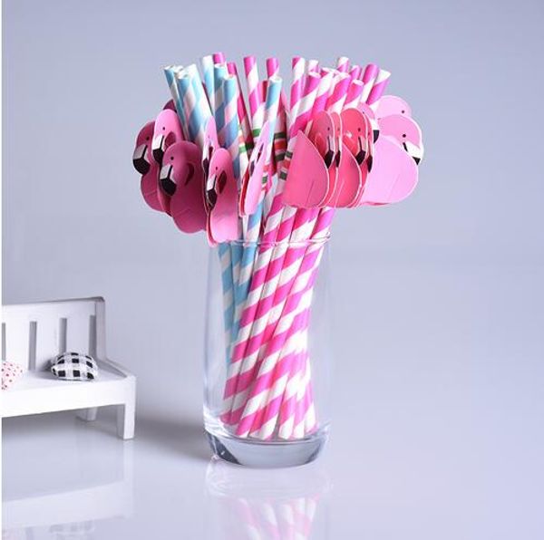 

flamingo paper straws disposable straw cartoon animal stripe paper suckers for drinking cocktail wine disposable sucker for wedding party