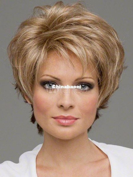

light blonde synthetic hair wigs quality women's short wig, Black