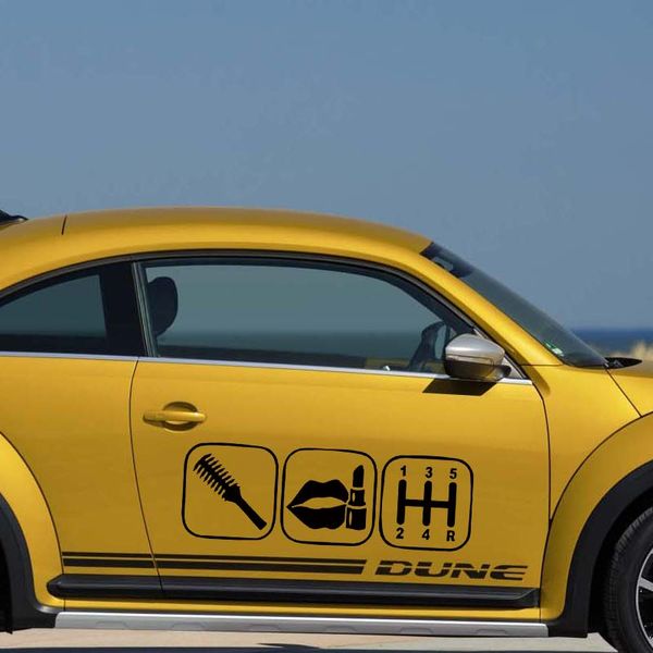 Brush Makeup Shift girl lipstick sticker Funny JDM race car window decal