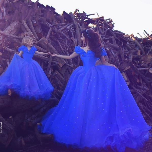 

cinderella royal blue 2019 prom dresses ball gown off shoulder beads butterfly formal evening gowns plus size pageant dress, Black