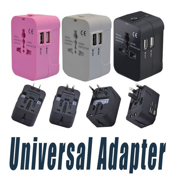 All In One Universal International Adapter Adattatore Dual USB Port World Travel Ac Charger Power Caricatore con Au US US UK Converter Plug