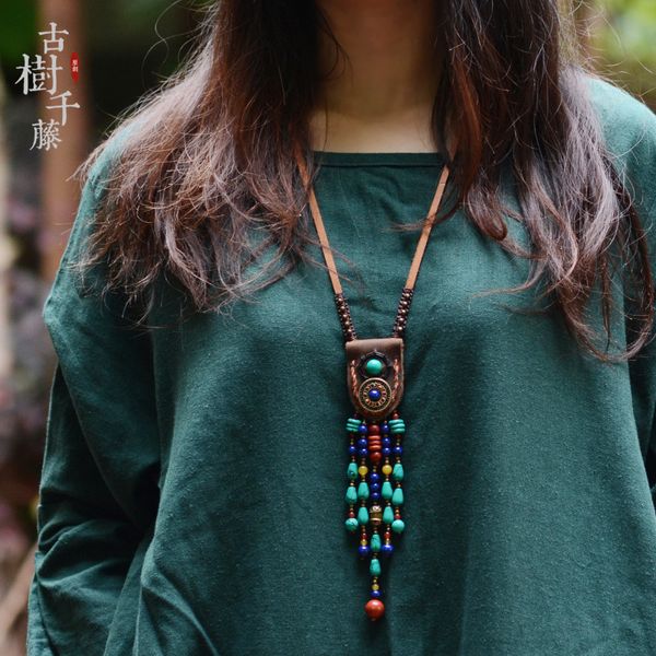 

wholesale- fashion ethnic layer of leather jewelry tibetan necklace,vintage turquoise necklace ,new women pendants necklace, Silver