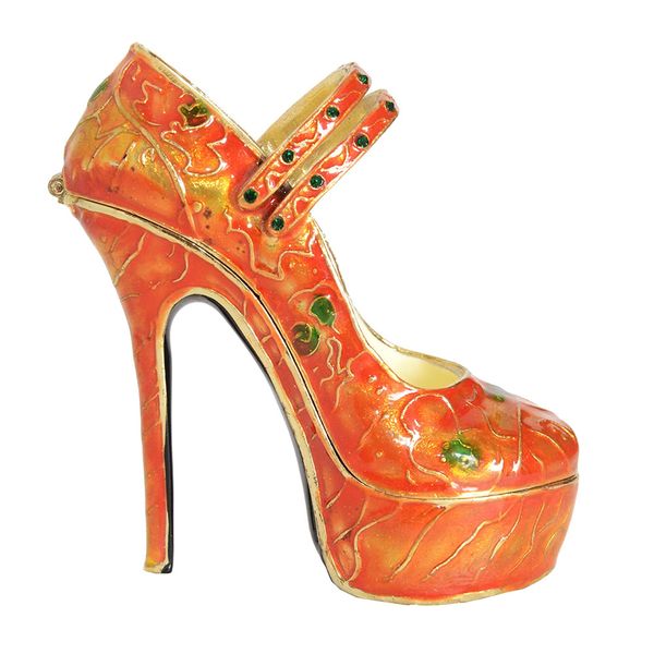 

мода высокий каблук кристалл bejeweled брелок коробка ювелирных изделий золото кольцо boxl старинные металлические украшения подарок оловянн, Black;white