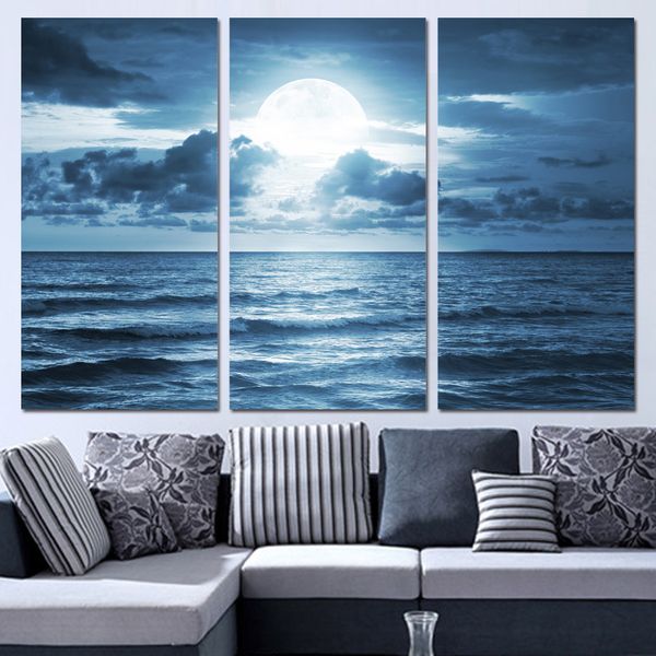 

3 panel canva art full moon moonlight ea home decor wall art painting canva print picture for living room po ter xa1134c