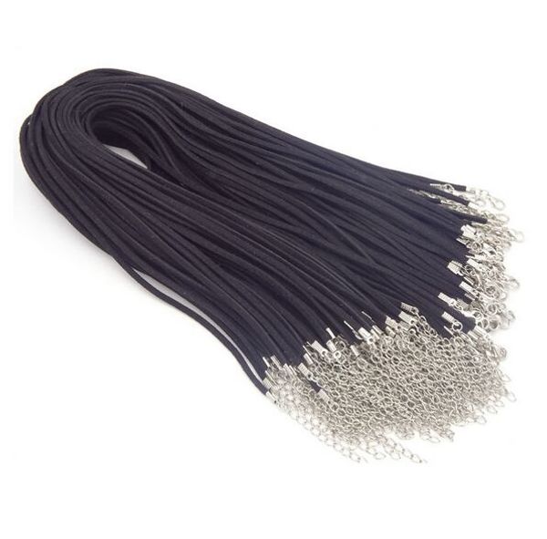 100 шт. 3 мм плоский замшевый шнур черные воротнички Cordao для ожерелья Cuerda аксессуары для ювелирных изделий 18-20 дюймов