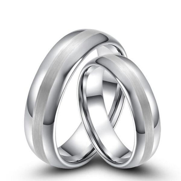 

dad gift 8mm 6mm wide high polish dome and brush center tungsten carbide wedding ring classical jewelry finger ring band for men and women, Silver