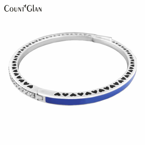 

bracelet 2017 princess blue radiant hearts bracelets & bangles pulseiras para as mulheres mujer sterling-silver-jewelry feminina, Golden;silver