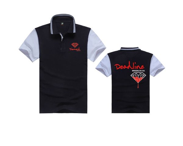 

s18002 fashion diamond supply mens skateboards hip hop polos solid shirt short sleeve cotton polo ing, White;black