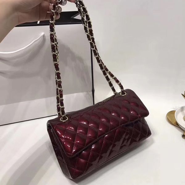 

AAAA women luxury brands double flap chain bags patent leather handbags jelly quilted lattice crossbody shoulder bags France designer purse