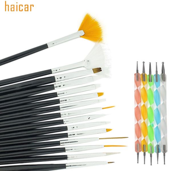 

wholesale-20pcs/set nail art design painting drawing polishing brushes nails pen manicure tools 161007 drop shipping, Yellow