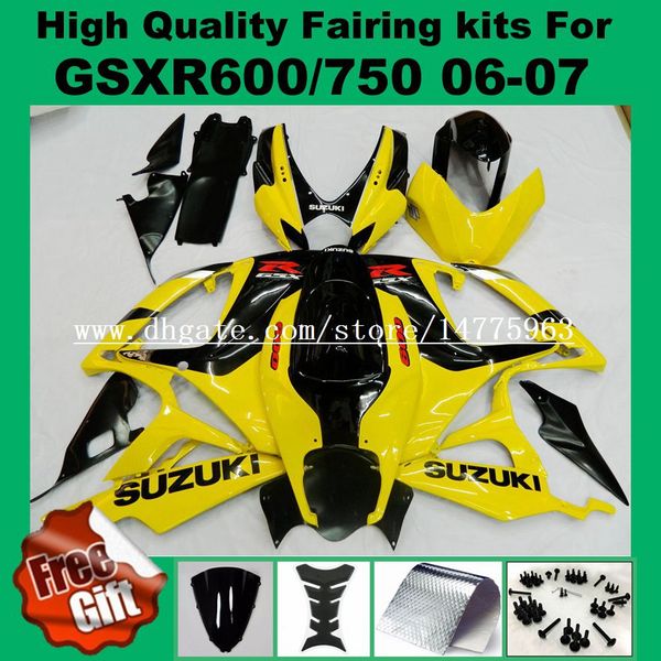 

yellow black fairing for suzuki gsxr600 06 07 gsxr750 k6 k7 gsx-r600 gsx-r750 2006 2007 gsxr 600 750 06 07 #p9s3l fairings kit +9gifts