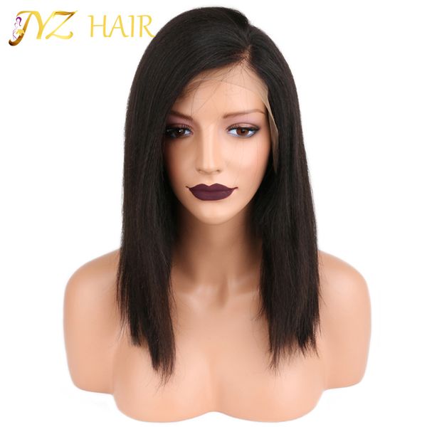 

jyz straight full lace human hair wigs for black women brazilian lace front wig bob wigs with baby hair glueless full lace wigs, Black;brown