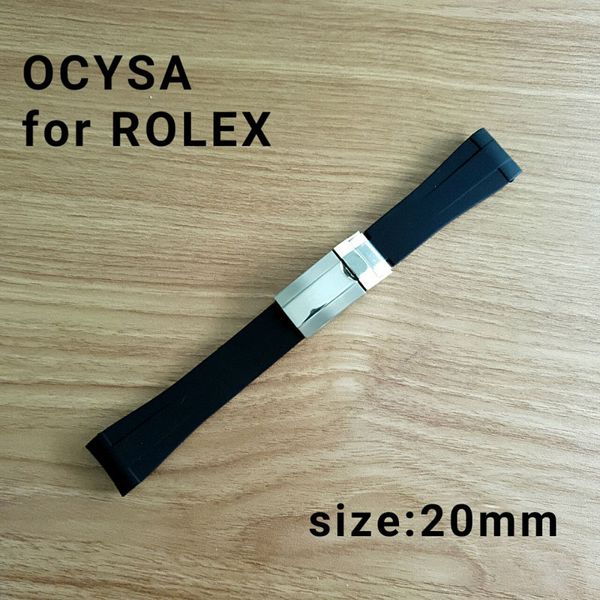 

ocysa brand 20mm Adhesive tape Black belt watch band strap fit Rolex watches band