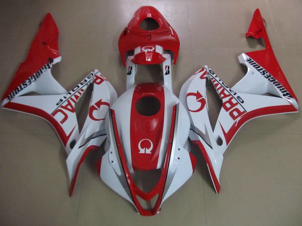 Kit de carenagem de plástico de moldagem por injeção para honda cbr600rr 07 08 branco vermelho carenagens set CBR600RR 2007 2008 OT05