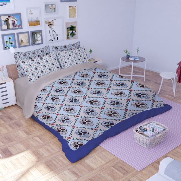 white blue black red 3d skeleton twin queen king size bedclothes skeleton bed sheets