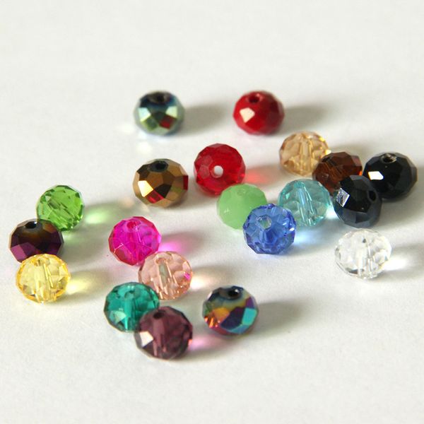 

mixed colors glass crystal beads 8.2*6.4mm 200pcs rondelle austria faceted crystal glass beads loose spacer round bead for jewelry making