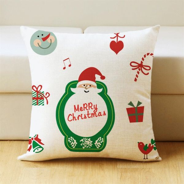 Hot Christmas Deer Cotton Linen Cushion Cover Pillow Case Square Home Decor Gif