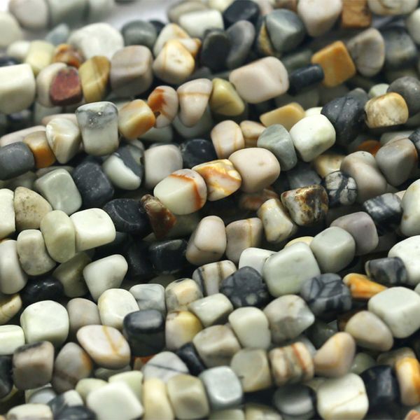 

discount wholesale natural genuine gray white picasso jasper nugget loose beads form beads 3-12mm fit jewelry 15.5" 03907, Black