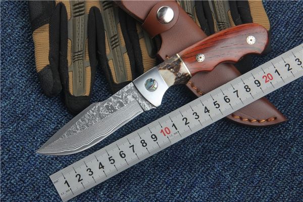 Пустыня Дамаск выживания прямой нож 58HRC тактический кемпинг охота карманный военный нож деревянной ручкой спасательные EDC инструменты Xmas коллекция