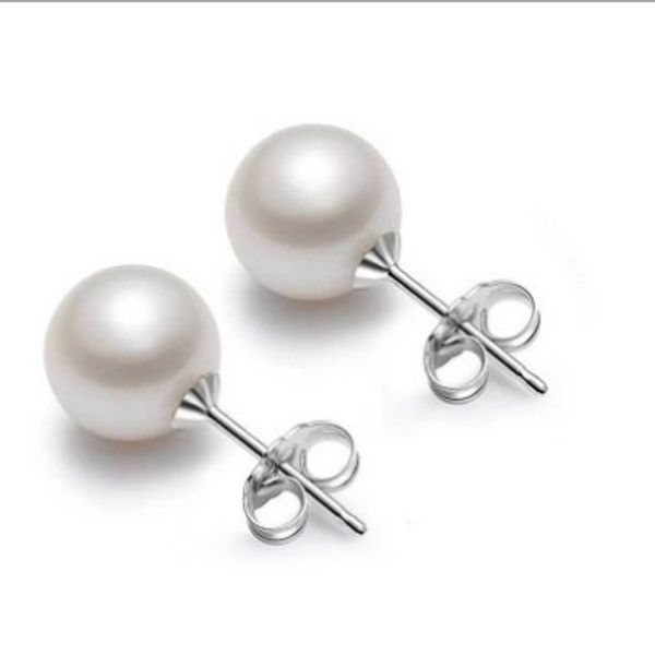 

faux pearl stud earrings s925 silver sterling stud earrings gifts for girls /ladies ear studs, Golden;silver