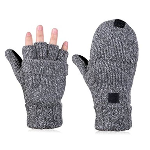 

winter gloves warm wool mittens with mitten cover winter warm wool knitted convertible gloves mittens with mitten cover hj131, Blue;gray