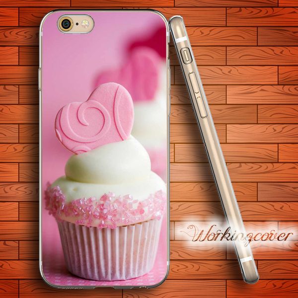 

coque pink cupcake soft clear tpu case for iphone 6 6s 7 plus 5s se 5 5c 4s 4 case silicone cover