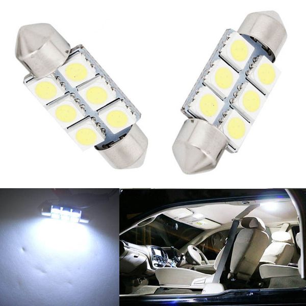 

auto 6smd 36mm 12v c5w led bulb for 5050 led car license plate cool white 12v dc