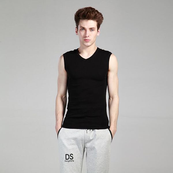 

arrival men' tank wide shoulder vest pure cotton men bottom thread shirt glamor slim soft tm018 mens tanks top, White;black