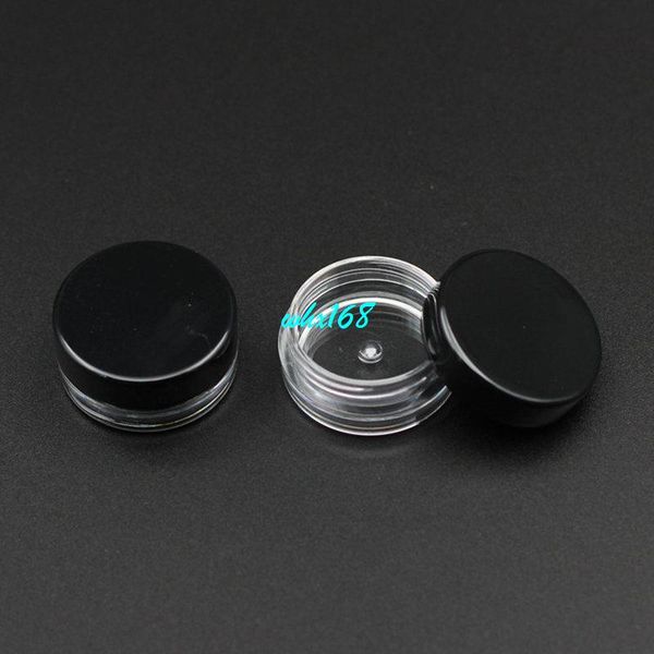 

100pcs round base 2g gram transparent cream jar with black lid 2ml clear plastic jar empty cosmetic containers mini packaging