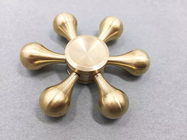 Messing sechseckiger tropfenförmiger Fidget Spinner Hexa-Spinner EDS Anti-Stress-Metallspinner Cooper Fidget Spinner Dekompressions-Neuheitsspielzeug 5 Stück