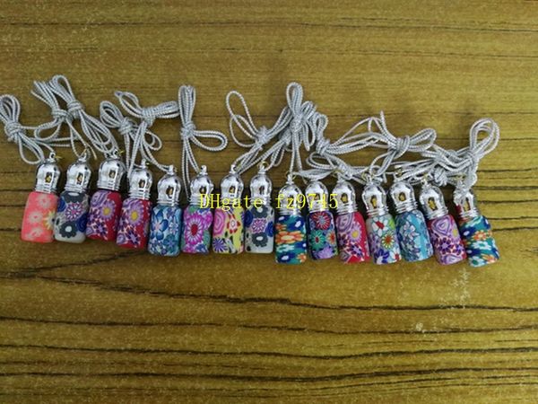 

100pcs/lot 3ml polymer clay perfume bottles 3cc empty roller ball bottle car pendant