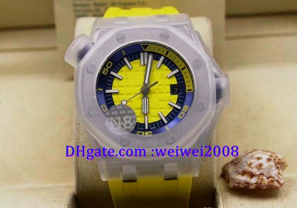 

wholesale 5 style colors yellow dial mens automatic mechanical watches rubber strap calendar 42 mm christmas gift, Slivery;brown