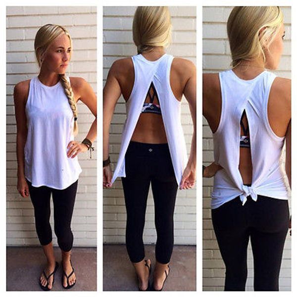 

women basic tank blouse shirt casual o-neck back open sleeveless slim blouse plus size s, , l, xl white for women