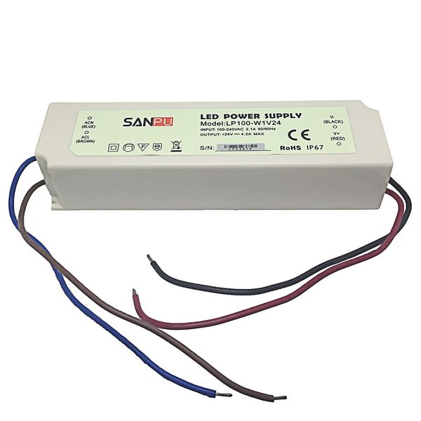 Driver LED impermeabile 67 Ampia tensione AC 100-240 V DC 24 V 4.2 A 100 W LP35-W1V24 Driver LED trasformatore di alimentazione LED di alta qualità