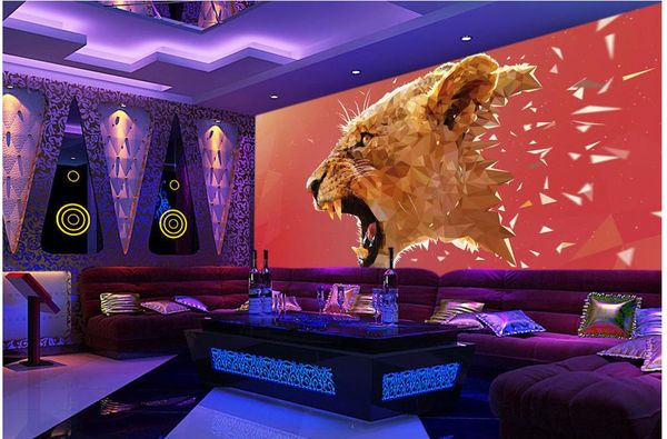 

abstract roar of the lion bar ktv backdrop mural 3d wallpaper 3d wall papers for tv backdrop